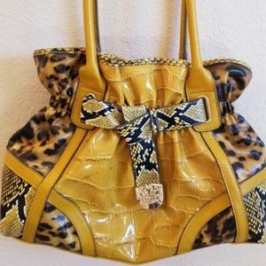 HOT Kathy Van Zeeland cheetah yellow purse